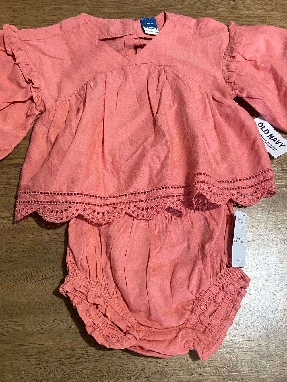 Old Navy Coral Eyelet Ruffle Top with Bloomers